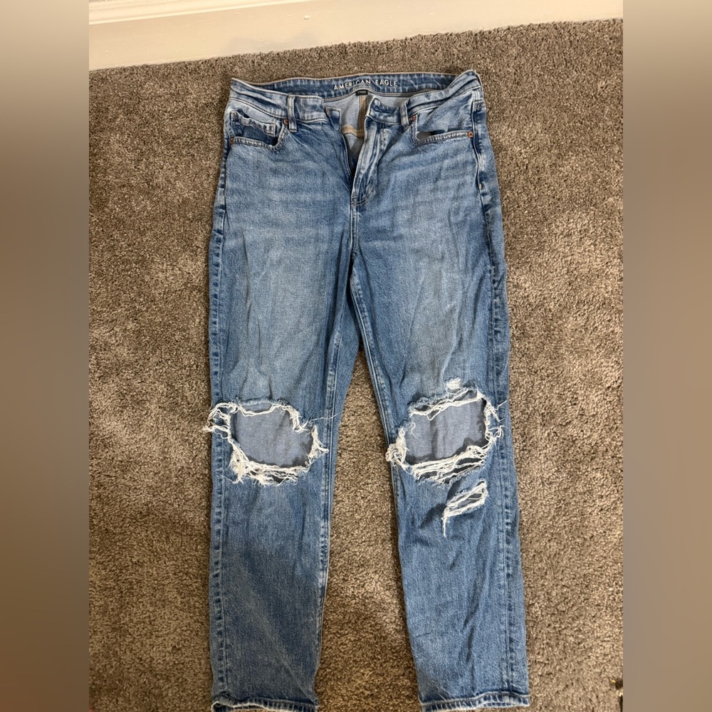 American Eagle Outfitters Blue Ripped Boyfriend Jeans